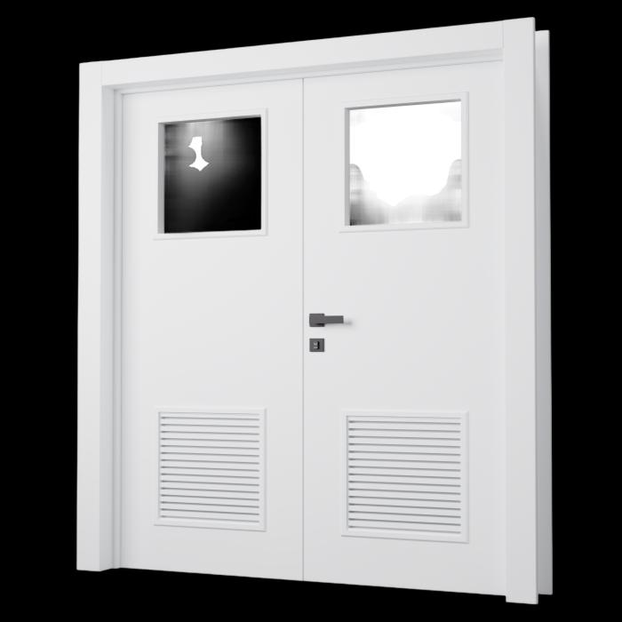 Porta Pronta - Dupla Lisa com Visor e Veneziana - Branca