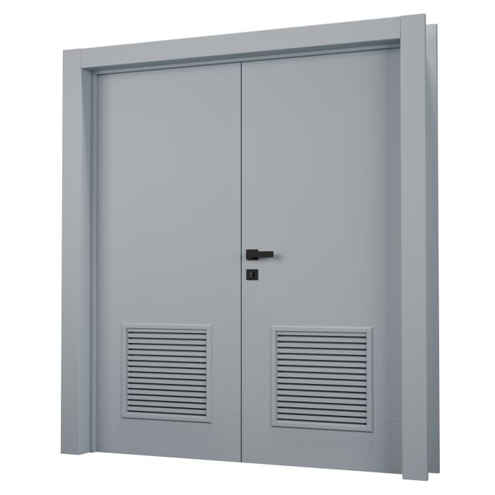 Porta Pronta - Dupla Lisa com Veneziana - Cinza Gris