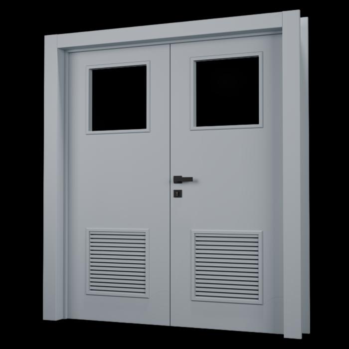 Porta Pronta - Dupla Lisa com Visor e Veneziana - Cinza Gris