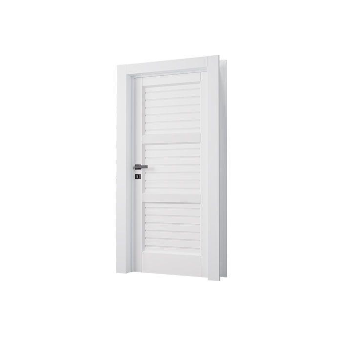 Porta branca de PVC Wood com maçaneta preta